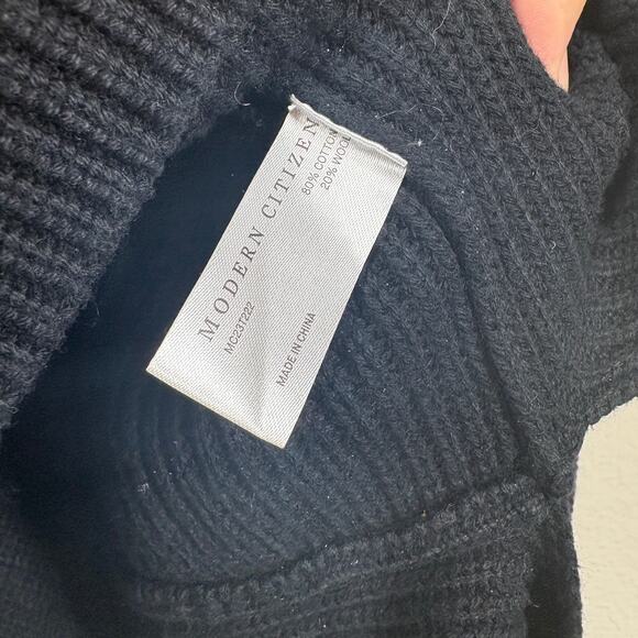 Modern Citizen Small Hiwa Tie Front Sweater Black Cotton Wool Crop Turtleneck - Picture 10 of 10